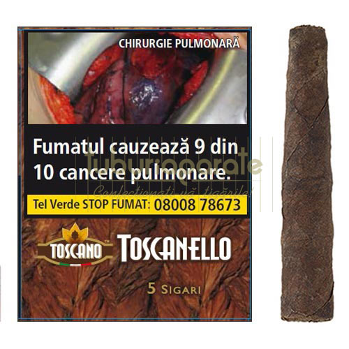 Pachet cu 5 tigari de foi fara filtru cu umplutura naturala Toscanello Regular
